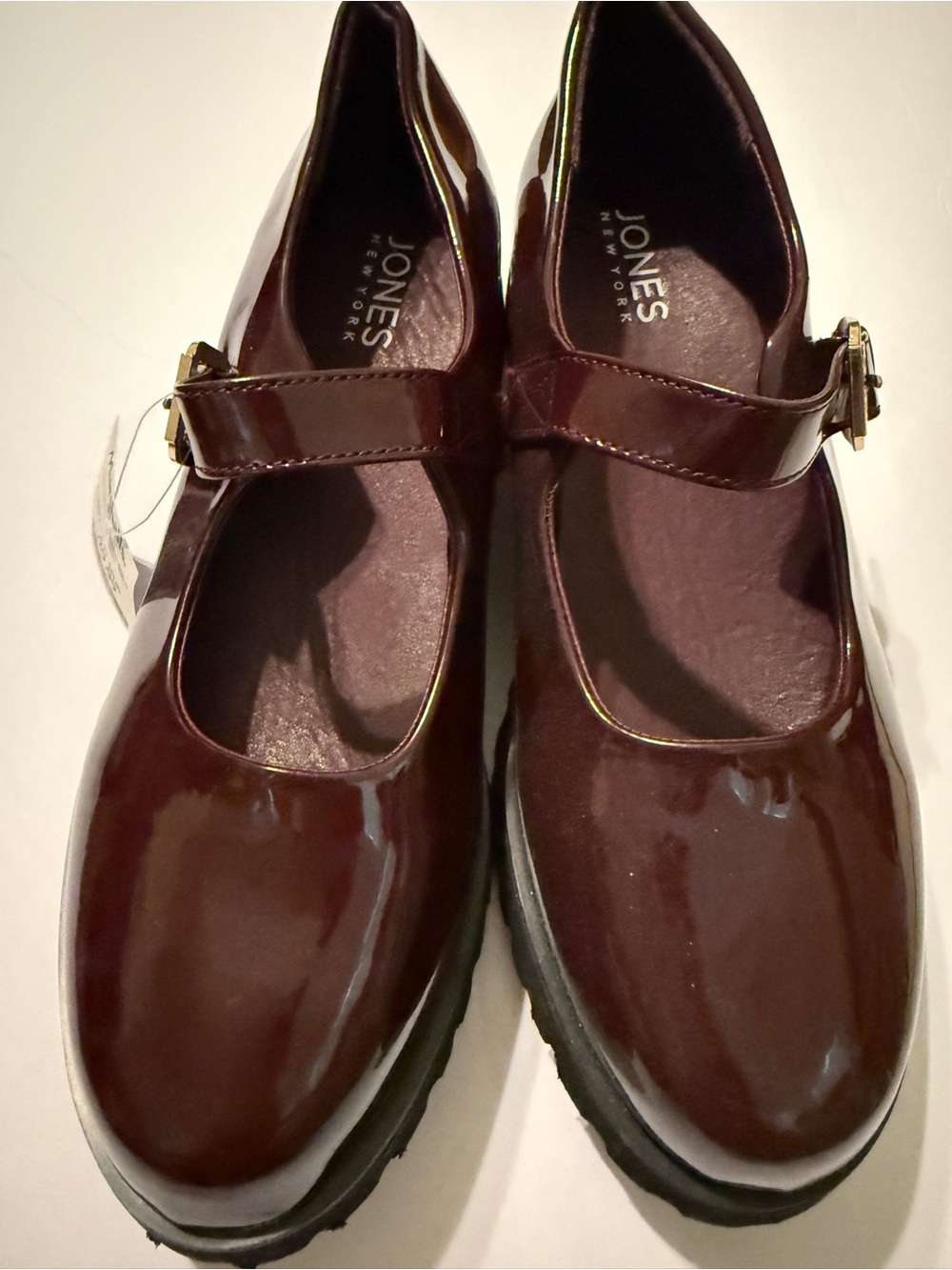 NWT Jones New York Burgundy Patent Mary Jane Lug Sole Shoes